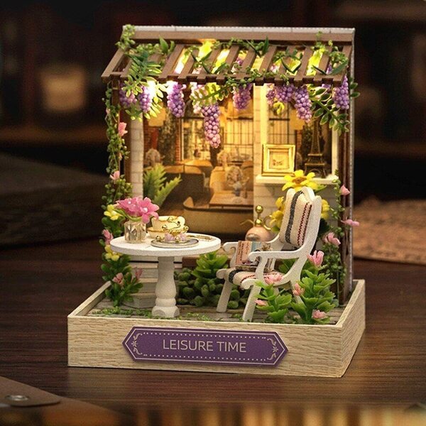 Kit de casa de muñecas en miniatura de madera DIY para principiantes Hrippy