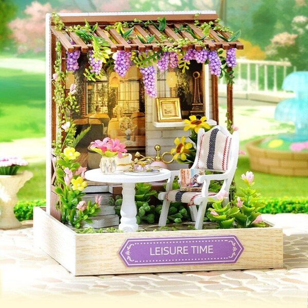 Kit de casa de muñecas en miniatura de madera DIY para principiantes Hrippy