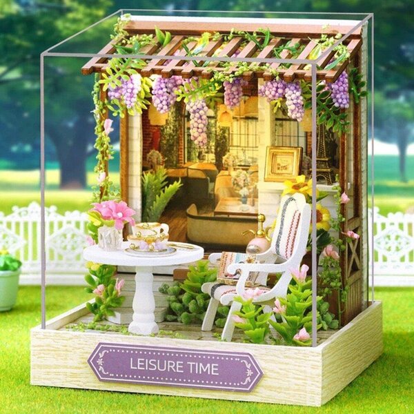 Kit de casa de muñecas en miniatura de madera DIY para principiantes Hrippy