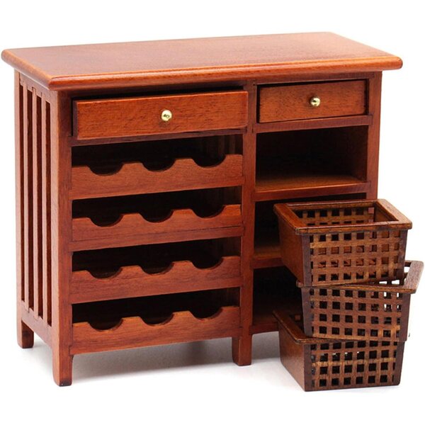 Miniatur-Weinschrank aus Holz im Maßstab 1:12 für Puppenhausdekoration