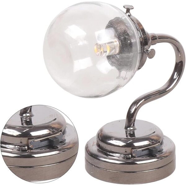 Lampada da parete in vetro scala 1/12 con telaio in metallo per casa delle bambole