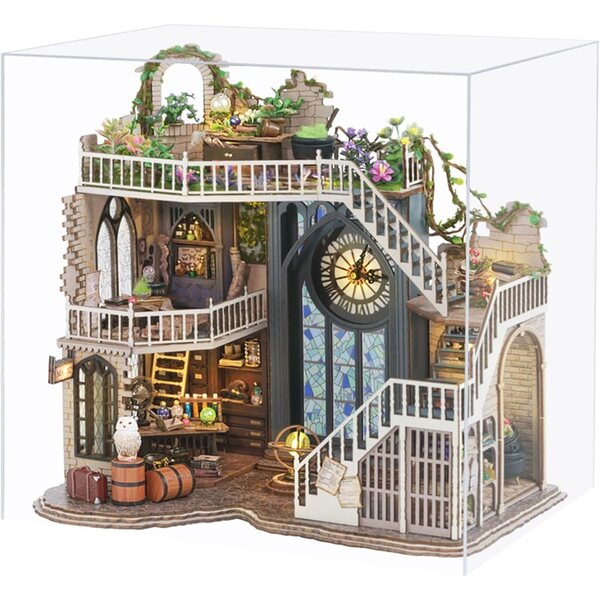 1:24 DIY Puppenhaus-Bausatz aus Holz mit LED und Staubschutz