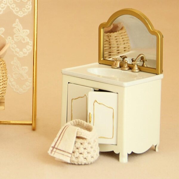 1:12 Miniatur-Badezimmerkommode aus Metall, detaillierte Retro-Puppenhausmöbel