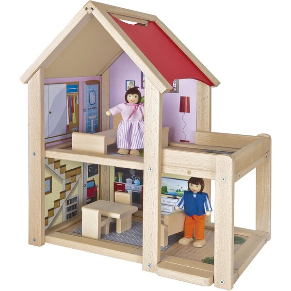 Eichhorn Puppenhaus aus Holz mit hochmodernen Möbeln und Figuren inklusive