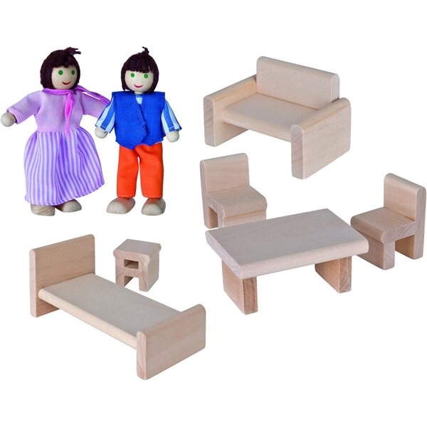 Eichhorn Puppenhaus aus Holz mit hochmodernen Möbeln und Figuren inklusive