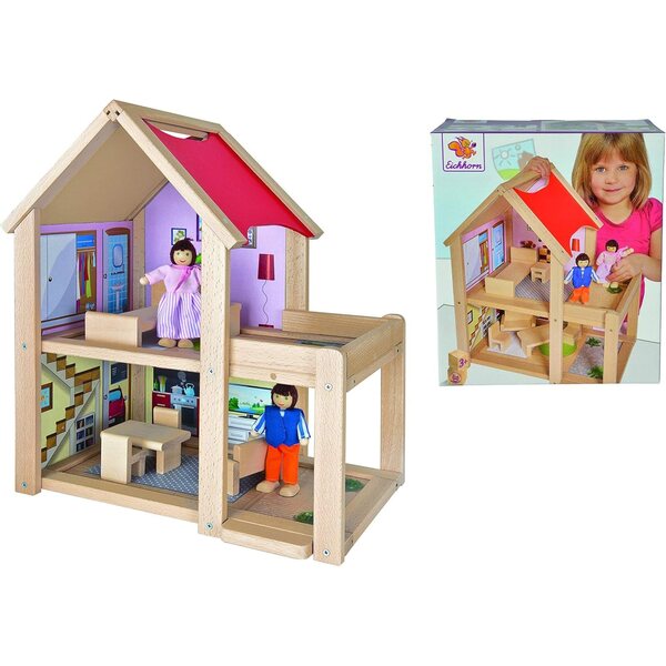 Eichhorn Puppenhaus aus Holz mit hochmodernen Möbeln und Figuren inklusive