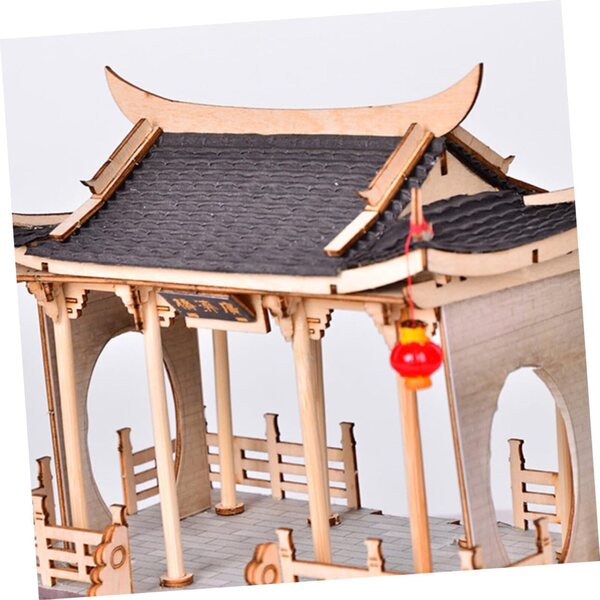 YARNOW Antikes Gebäudemodell im chinesischen Stil, DIY-Holzdekoration und Spiel