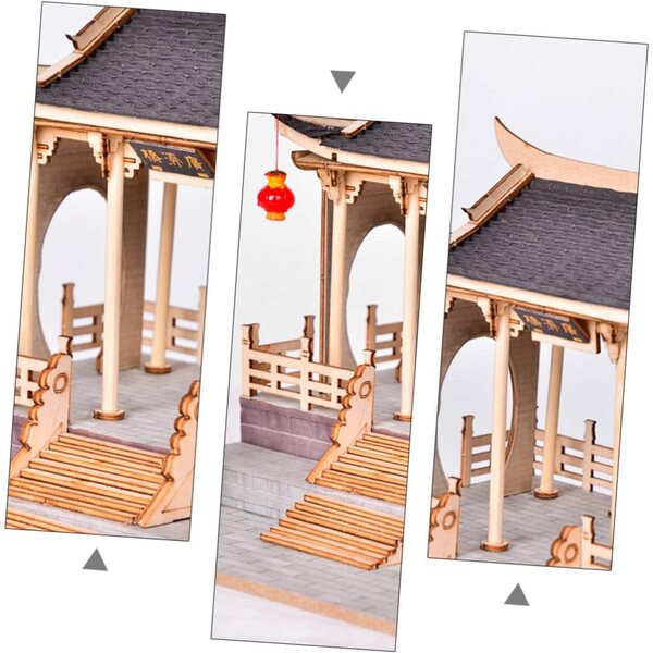 YARNOW Antikes Gebäudemodell im chinesischen Stil, DIY-Holzdekoration und Spiel