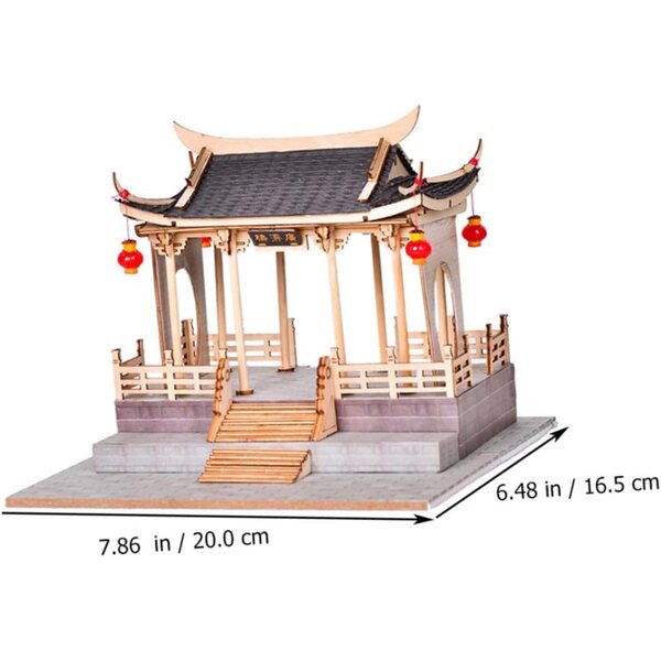 YARNOW Antikes Gebäudemodell im chinesischen Stil, DIY-Holzdekoration und Spiel