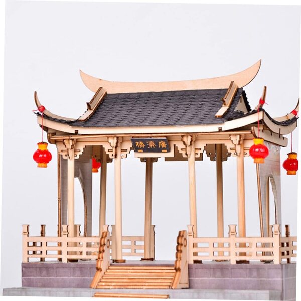 YARNOW Antikes Gebäudemodell im chinesischen Stil, DIY-Holzdekoration und Spiel