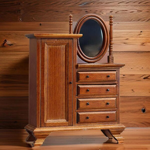 Schminktisch aus Holz für Puppenhäuser im Maßstab 1:12, elegante Miniatur
