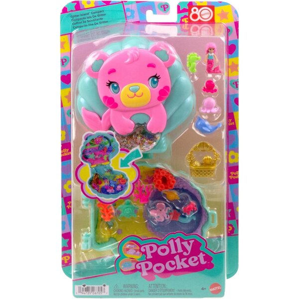 Polly Pocket Isla Purpurina: Spielset mit Meerjungfrau, Maskottchen und thematischen Accessoires