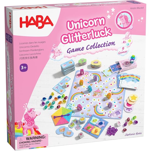 HABA Unicornio Destello : Collection de 9 jeux de société pour enfants à partir de 3 ans