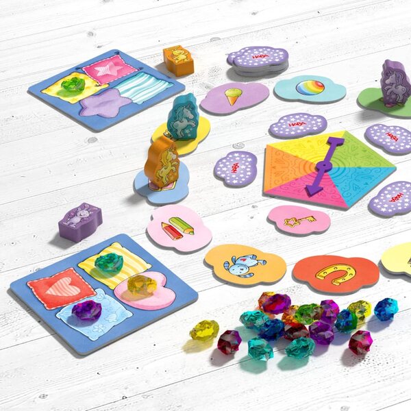 HABA Unicornio Destello: verzameling van 9 bordspellen voor kinderen vanaf 3 jaar