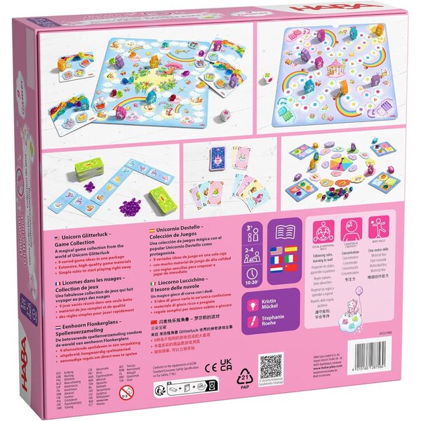 HABA Unicornio Destello: verzameling van 9 bordspellen voor kinderen vanaf 3 jaar
