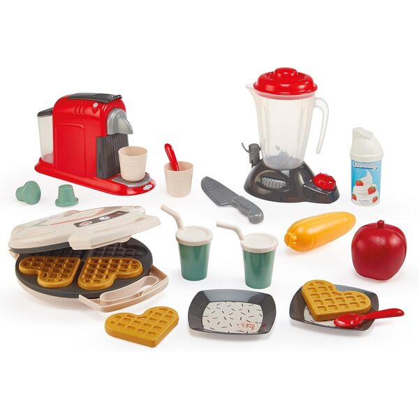 Ecoiffier 100por ciento Chef Set pequeños electrodomésticos con 21 Accesorios, Juego de imitación con cafetera, batidora y gofrera para pequeños Cocineros Desde 18 Meses (7900002534)