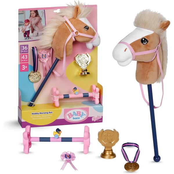 Baby Born Hobby Horsesing Set : Cheval en bois avec accessoires pour poupées 36-43 cm