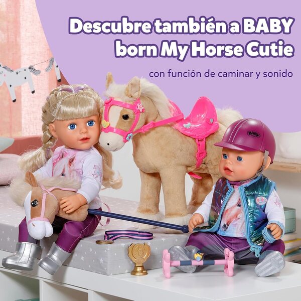Baby Born Hobby Horsing Set: Dřevěný kůň s doplňky pro panenky 36-43 cm