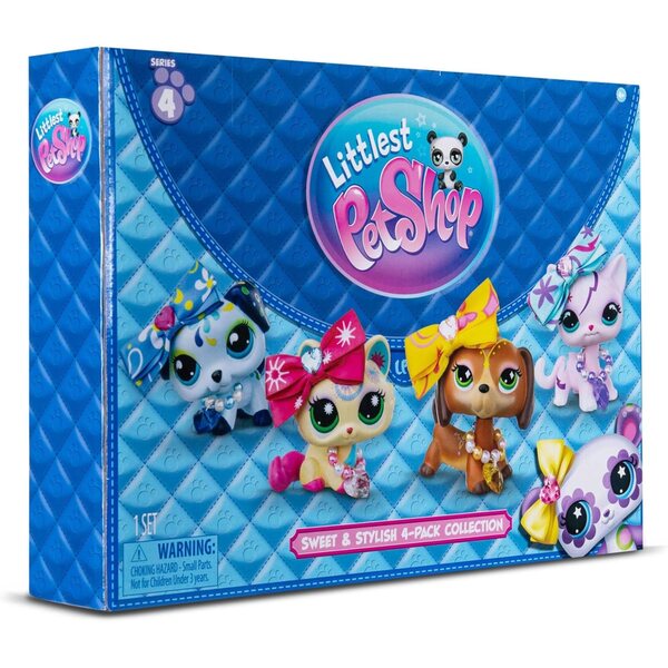 Littlest Pet Shop Süßes und elegantes Paket mit 4 Maskottchen und 36 Accessoires