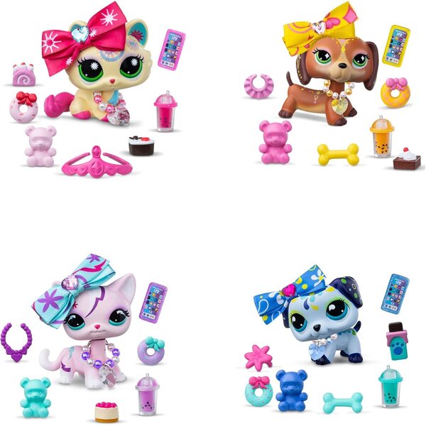 Littlest Pet Shop Süßes und elegantes Paket mit 4 Maskottchen und 36 Accessoires