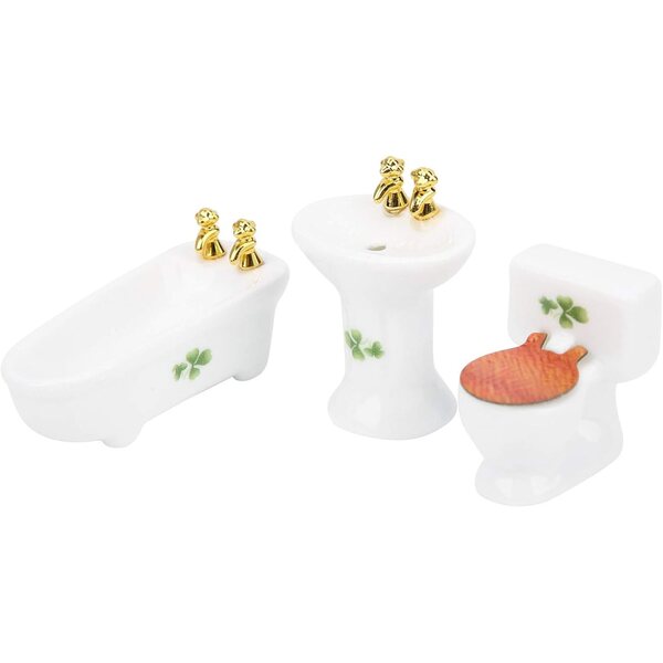 Set Mobili Bagno Miniatura 1:24 Casa delle Bambole Ceramica Acouto 3 Pezzi