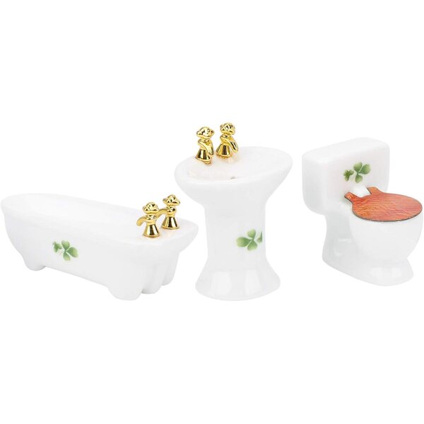 Set Mobili Bagno Miniatura 1:24 Casa delle Bambole Ceramica Acouto 3 Pezzi