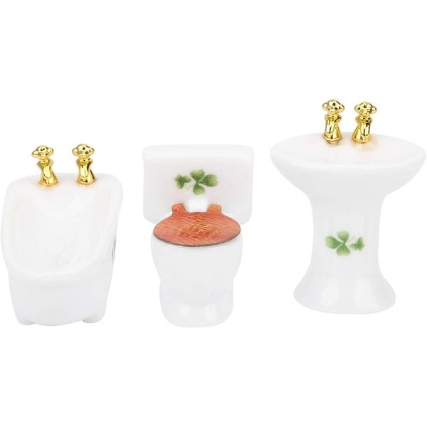 Set Mobili Bagno Miniatura 1:24 Casa delle Bambole Ceramica Acouto 3 Pezzi