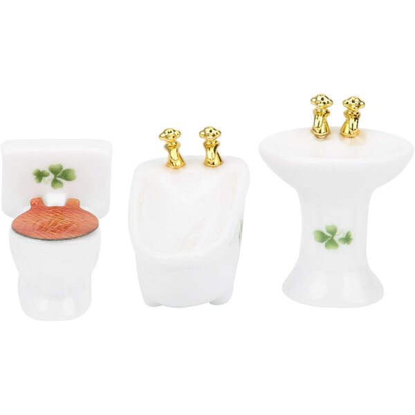 Set Mobili Bagno Miniatura 1:24 Casa delle Bambole Ceramica Acouto 3 Pezzi