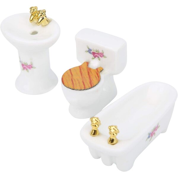 Acouto Set Bagno Miniatura 1:24 per Casa delle Bambole in Ceramica 3 Pezzi