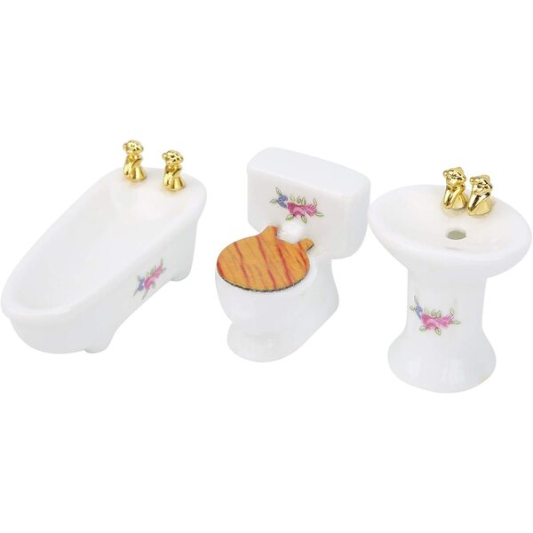 Acouto Set Bagno Miniatura 1:24 per Casa delle Bambole in Ceramica 3 Pezzi