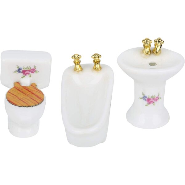 Acouto Set Bagno Miniatura 1:24 per Casa delle Bambole in Ceramica 3 Pezzi