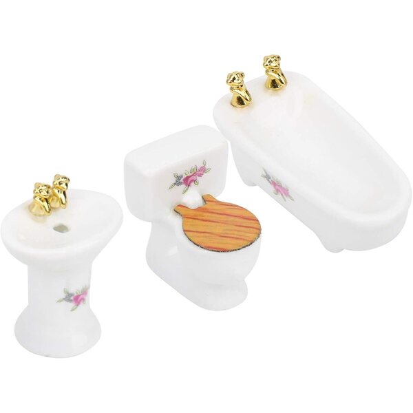 Acouto Set Bagno Miniatura 1:24 per Casa delle Bambole in Ceramica 3 Pezzi