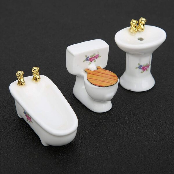Acouto Set Bagno Miniatura 1:24 per Casa delle Bambole in Ceramica 3 Pezzi