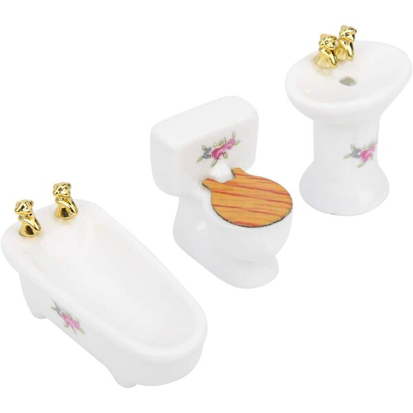 Acouto Set Bagno Miniatura 1:24 per Casa delle Bambole in Ceramica 3 Pezzi
