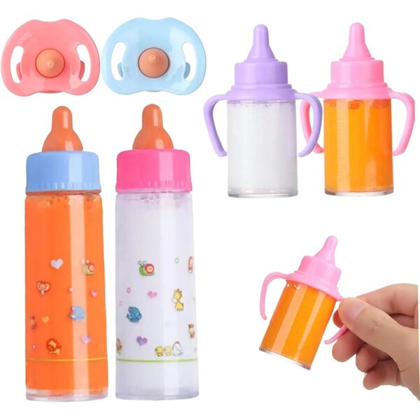 Set 6 flessen met chupetes voor Muñecas, Leche en Jugo Que Desaparecen - SunaOmni