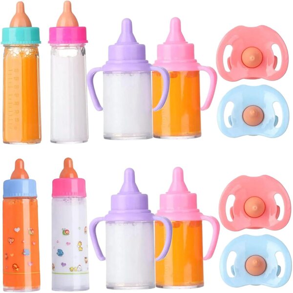 Set 6 flessen met chupetes voor Muñecas, Leche en Jugo Que Desaparecen - SunaOmni