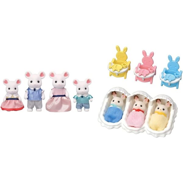 Sylvanian Families 5308 Familia Ratón Marshmallow - Sett ta' 4 Figuri għal Logħob Kreattiv għat-Tfal