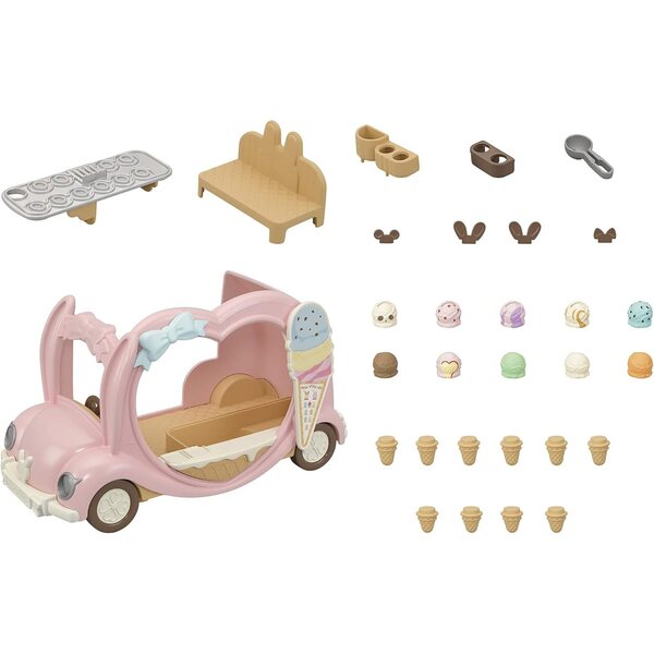 SYLVANIAN FAMILIES Helados Van met 30 accessoires en Husky Family Set 5 figuren