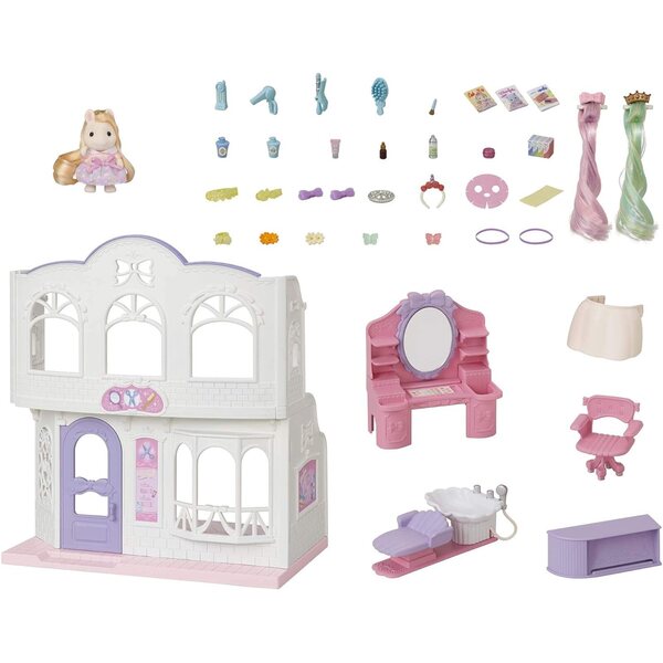 Sylvanian Families Schoonheidssalon Pony met Serafina Stylist Set - Casa de Muñecas