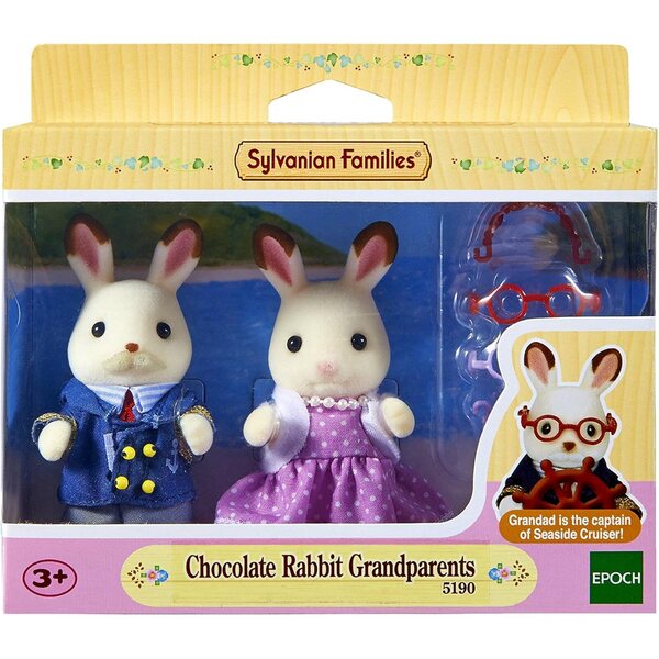Ensemble Sylvanian Families : Abuelos Conejo Chocolat et ensemble de cuisine élégant avec 36 accessoires