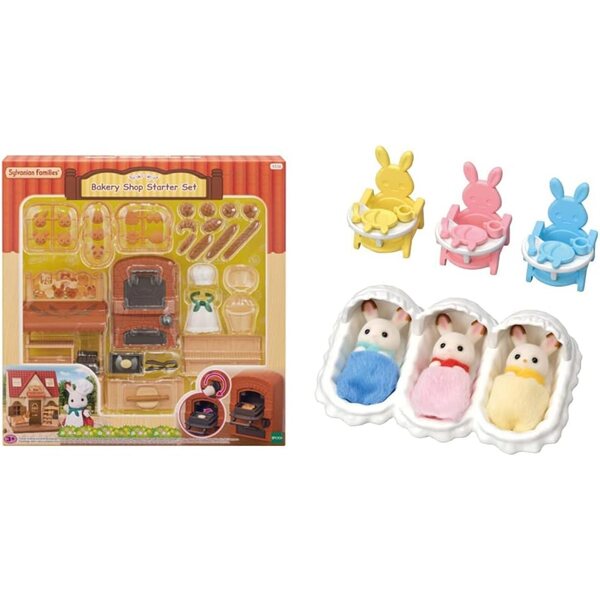 Ensemble de salle de boulangerie et Trillizzi Sylvanian Families avec accessoires et meubles