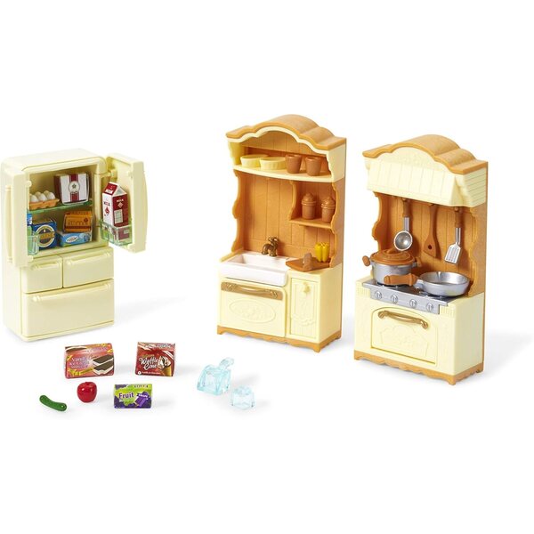 Sylvanian Families Panda Pookie Family: Set mit 4 Figuren mit Kleidung und Küchenzubehör