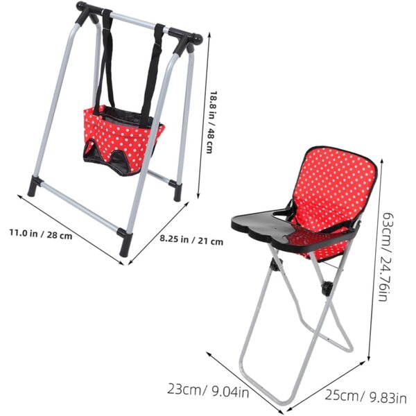 Sada doplňků pro panenky YARNOW 2 kusy realistická židle a houpačka