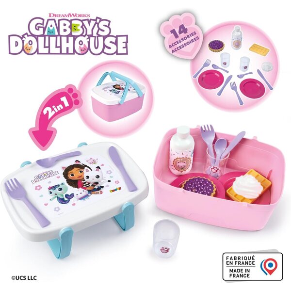 Smoby Picknickmand 2 in 1 Gabby met 14 accessoires, transformeerbare tafel, vanaf 3+ jaar