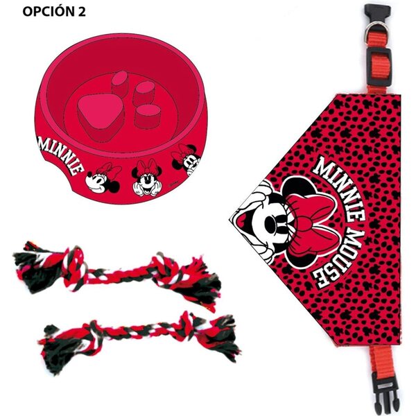 Roze Minnie Mouse welkomstcadeauset voor honden met halsband, voerbak en accessoires