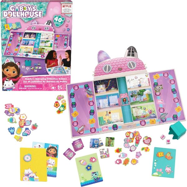 Jeu de société Gabby's Dollhouse : collectionnez des talismans et décorez la maison de poupée