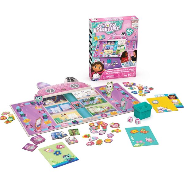Jeu de société Gabby's Dollhouse : collectionnez des talismans et décorez la maison de poupée