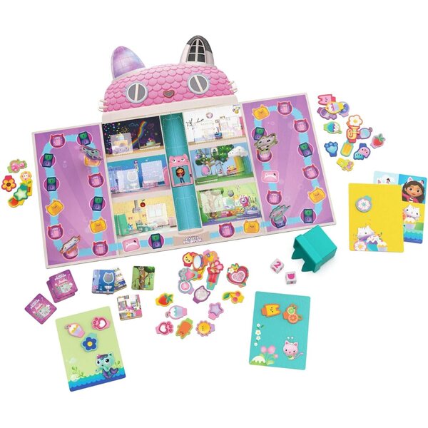 Jeu de société Gabby's Dollhouse : collectionnez des talismans et décorez la maison de poupée