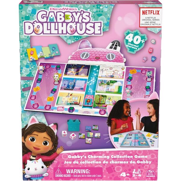 Jeu de société Gabby's Dollhouse : collectionnez des talismans et décorez la maison de poupée