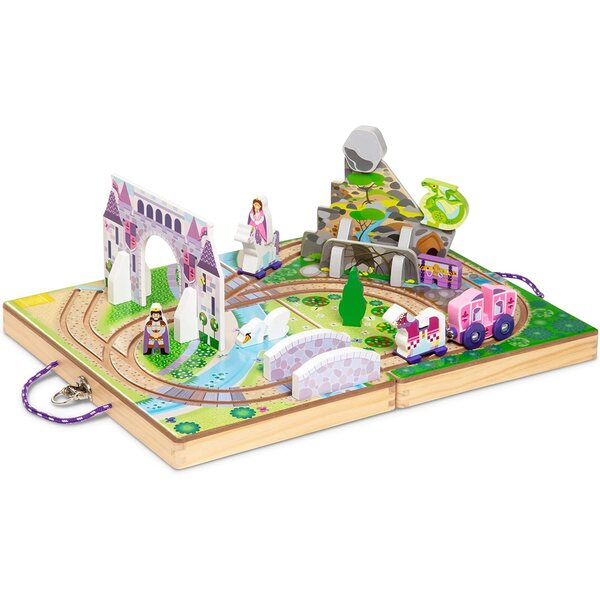 Дървена маса Melissa & Doug Kingdom с 19 части и преносим калъф